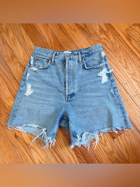 Agolde Pants - Agolde Shorts Light Blue Distressed High-Rise Denim Shorts 25
